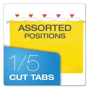 Pendaflex® Colored Reinforced Hanging Folders, Letter Size, 1-5-cut Tab, Yellow, 25-box freeshipping - TVN Wholesale